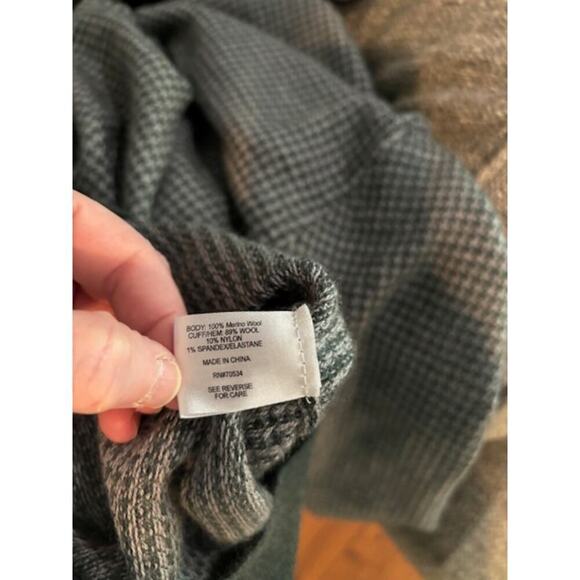 Orvis Hunter Green Gray Houndstooth Merino Wool Knit  Pullover Sweater Mens XL - Picture 6 of 8